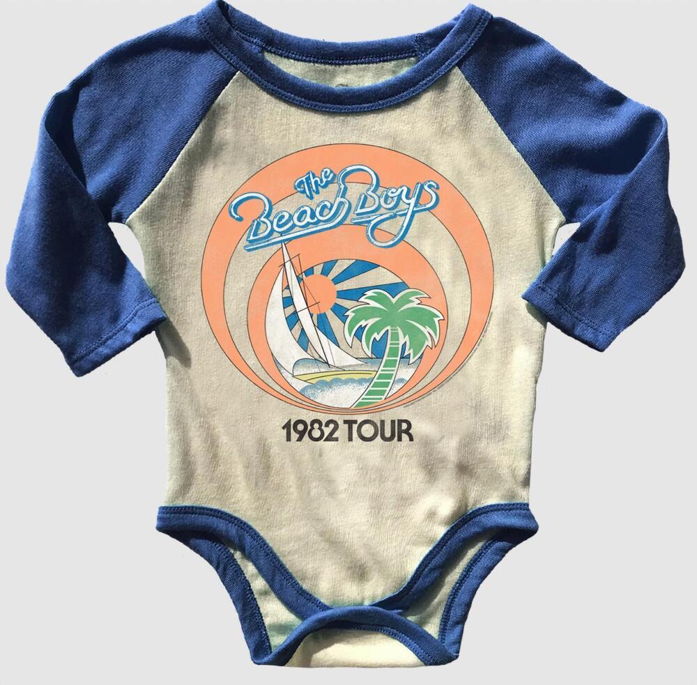 NEW ROWDY SPROUT kid's beach boys raglan onesie in blue